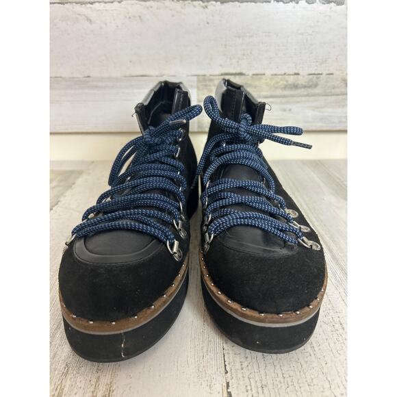 Free People Women’s 9 Durango Black Suede Platform Lace-Up Hiker Ankle Boots - Picture 5 of 10